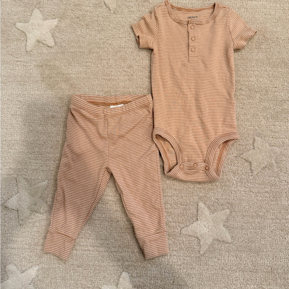 Carter's 3-6 Brown Striped Kids Matching Set